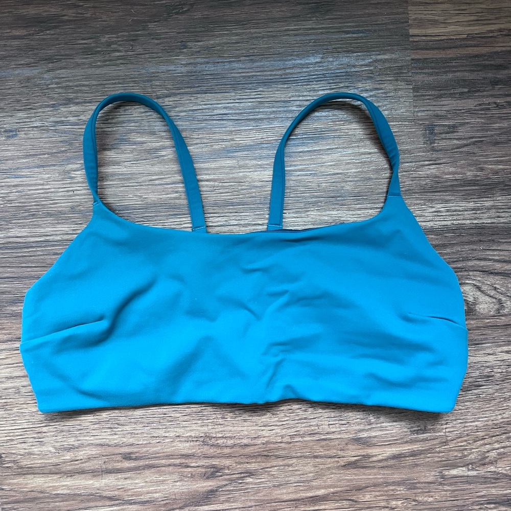 Lululemon teal Wunder Train strappy racerback sports bra